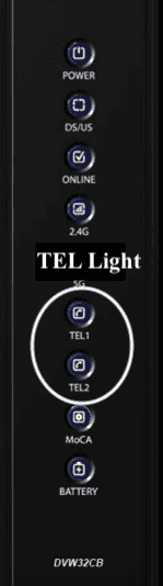 Tel Lights on Spectrum Modem