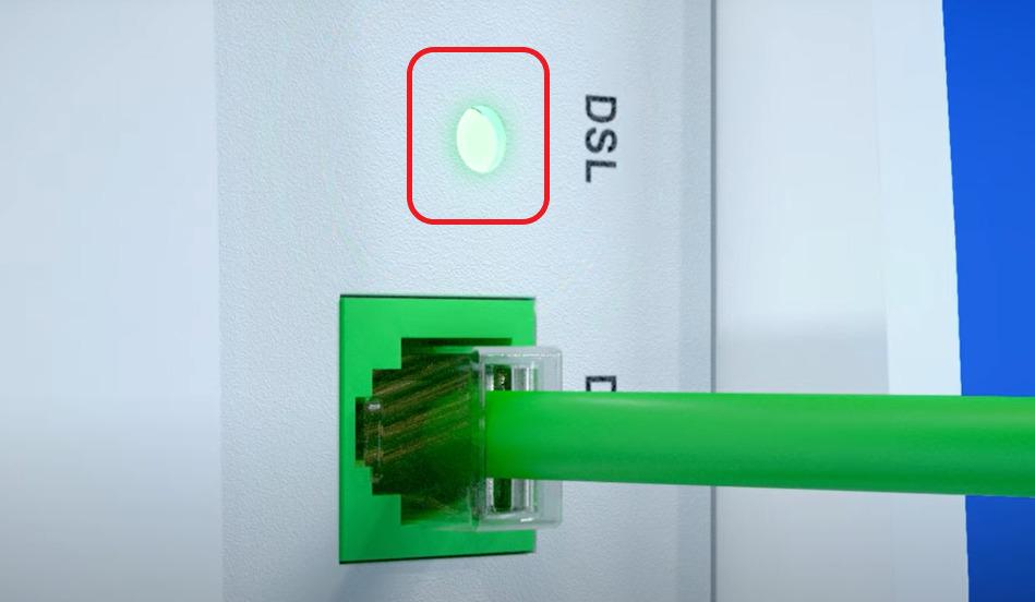 Ensure the DSL light turns green.