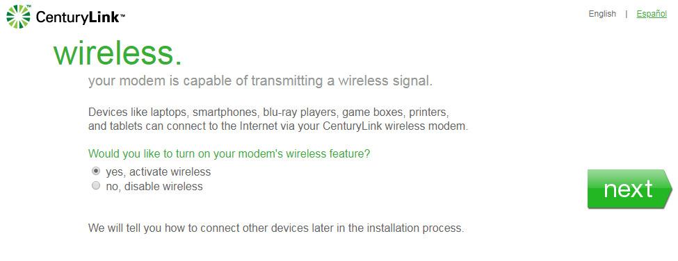Wireless configuration for CenturyLink