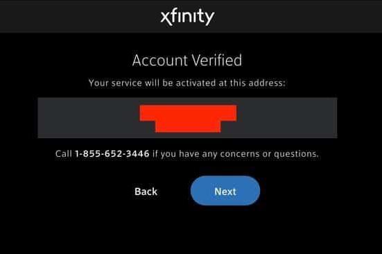 Xfinity account verified