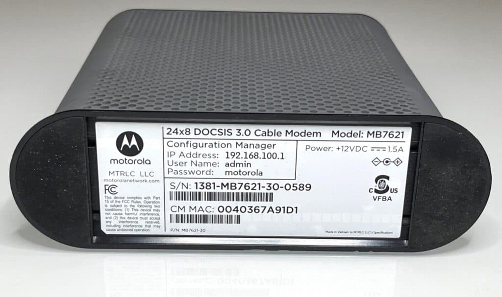 Motorola MB7621 Label