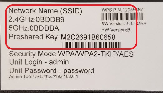 SSID and password