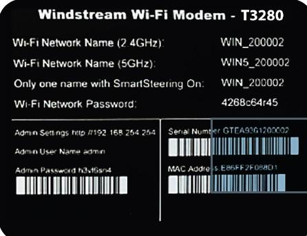 Windstream credentials label