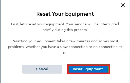 Reset the equipment