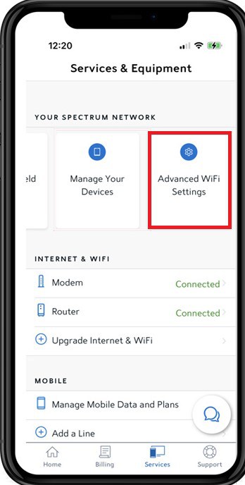 Choose advanced WiFi settings