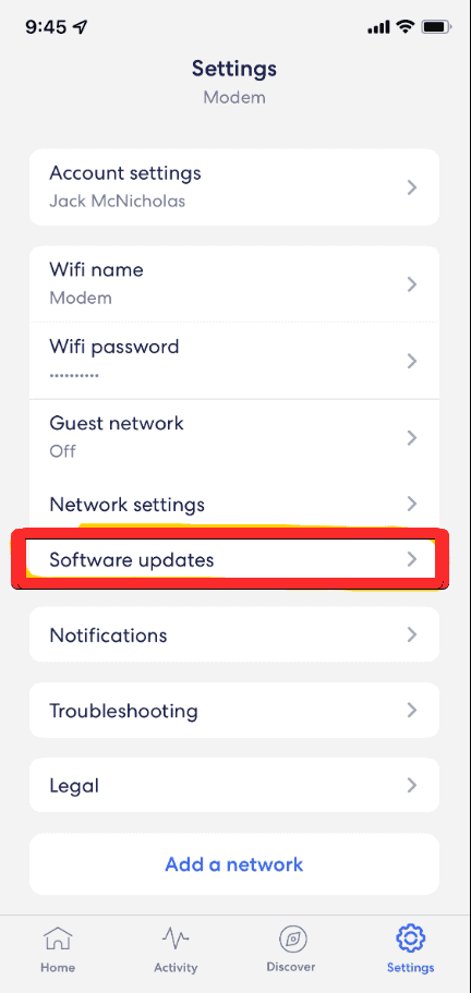 Choose the Software Updates option