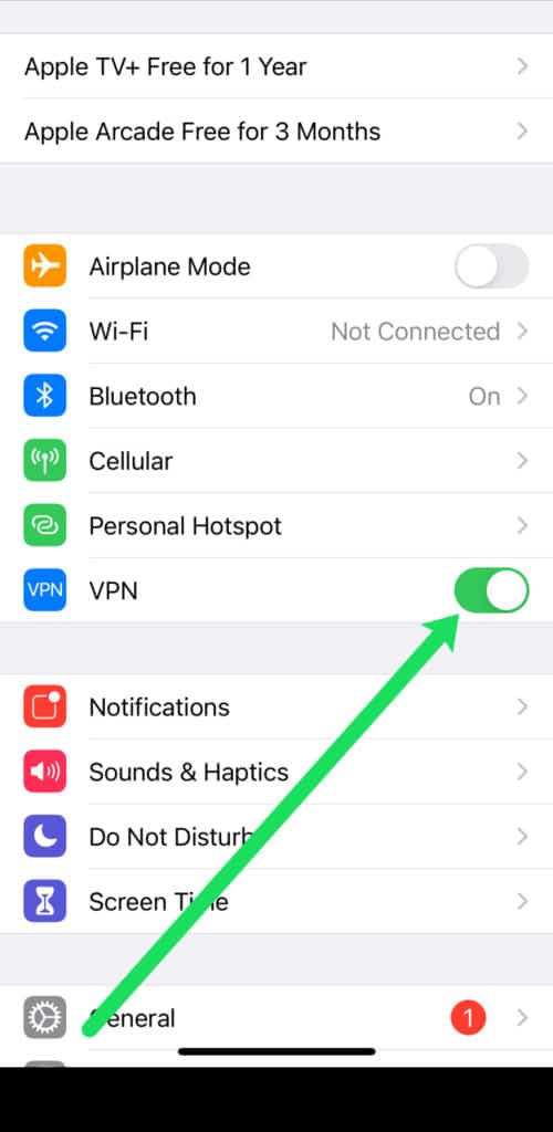 Disable VPN for iOS