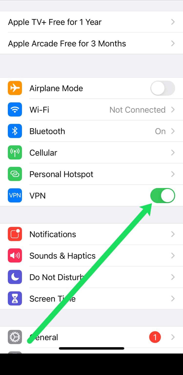 Disable VPN for iOS