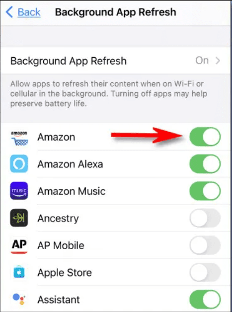 Disable background app refresh for Iphone