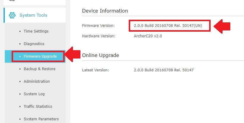 Look for the Firmware or Router Upgrade option