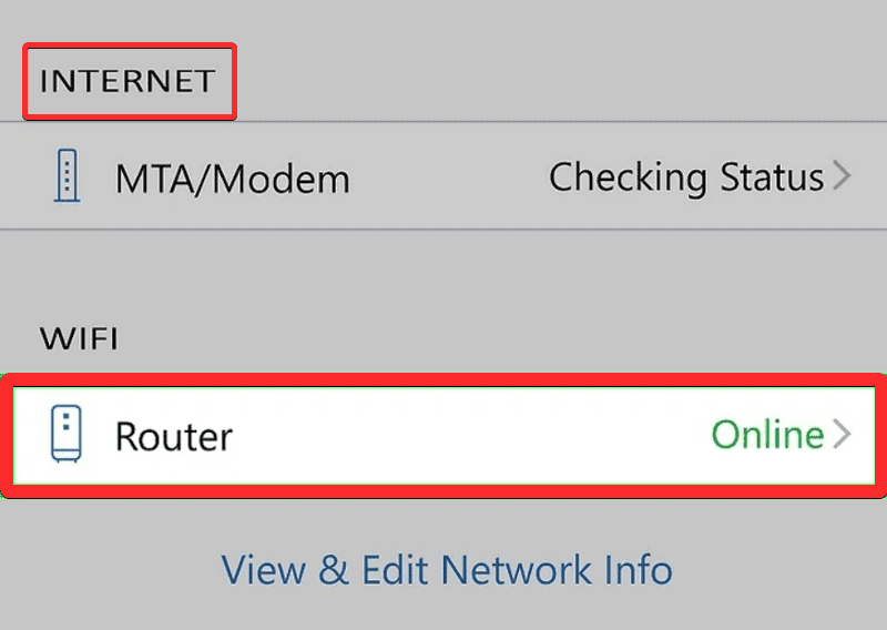 Tap on Internet option and then choose your equipment