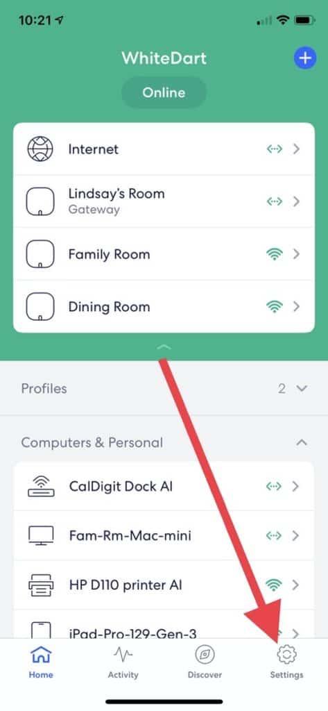 Tap on Settings options on App