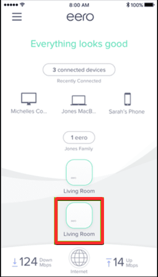Tap on the device's name to be removed on Eero's App