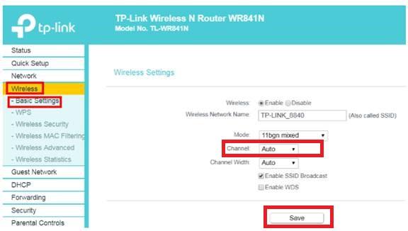 Choose a specific Wi-Fi channel and click on save
