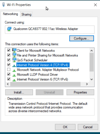 Click on Adapter Options to go to WiFi properties