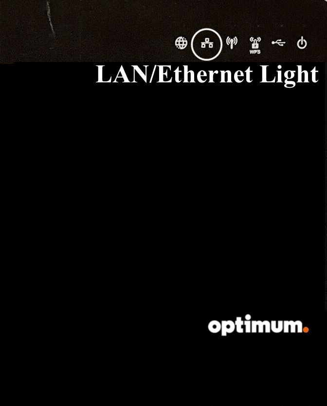 LAN or Ethernet Light on Optimum Router
