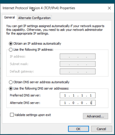 Save settings to switch DNS server