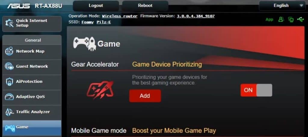 ASUS RT-AX88U Gaming Features