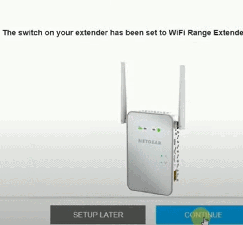Click continue to set the extender in wireless mode.