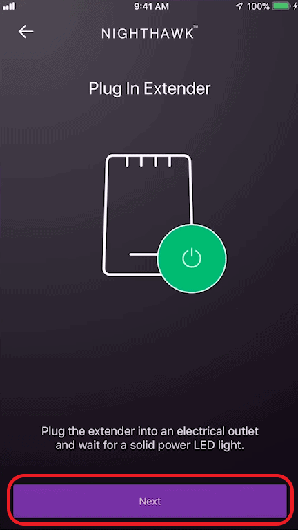 Click on next when power LED turns solid green