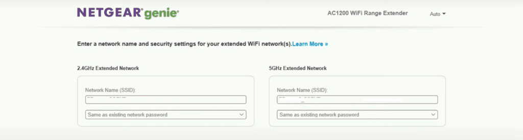 Customize the SSID and password for the extender