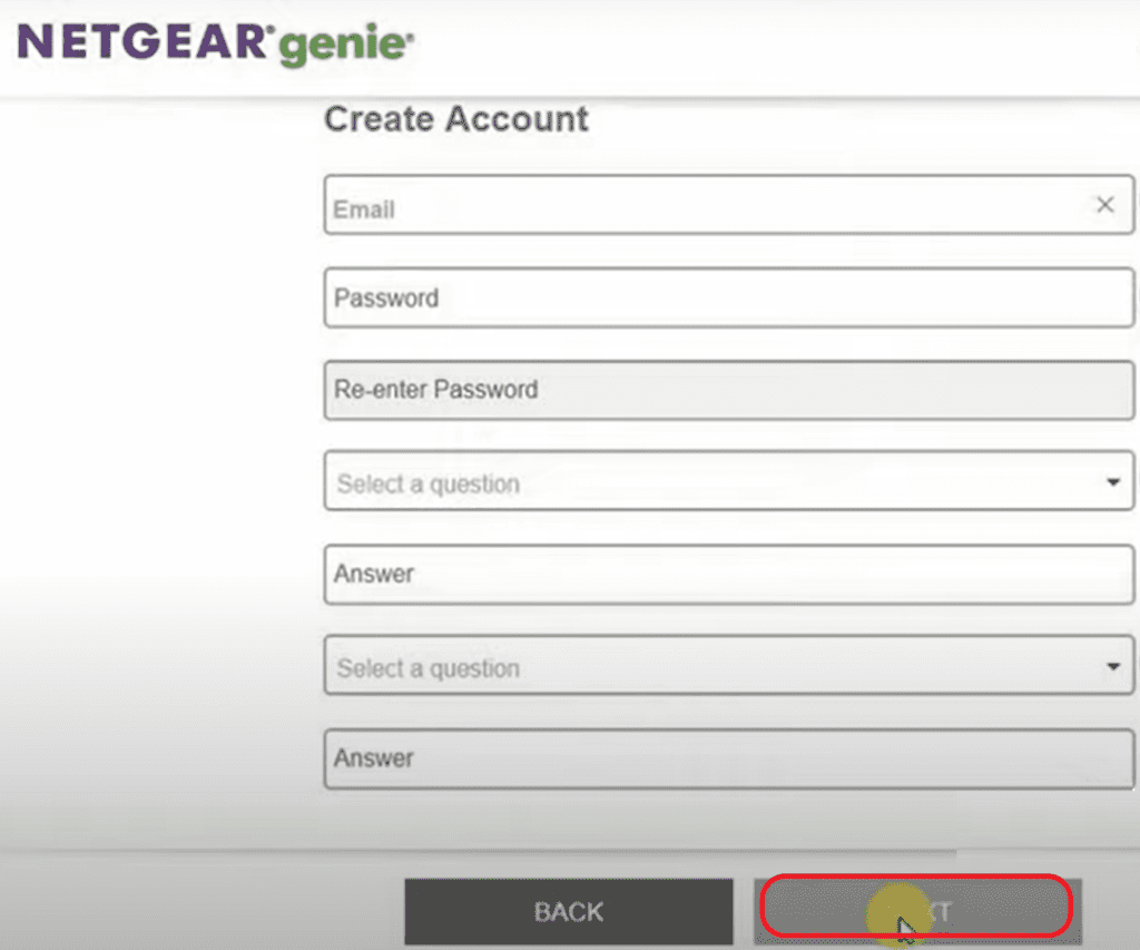 Fill in the information to create the account and click on next