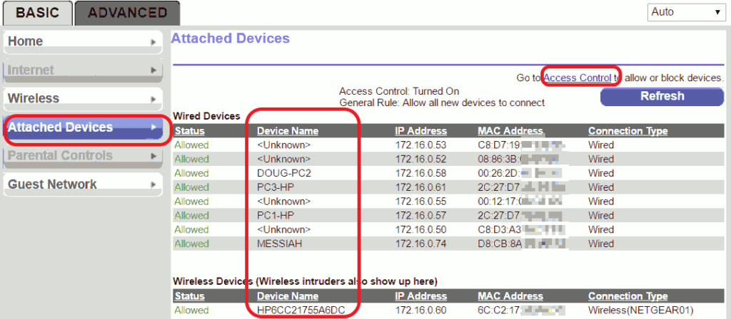 Click on the attached devices to find the list of devices
