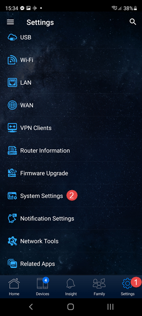Tap on system settings on Asus app