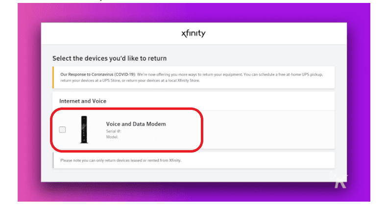 Xfinity Return Label