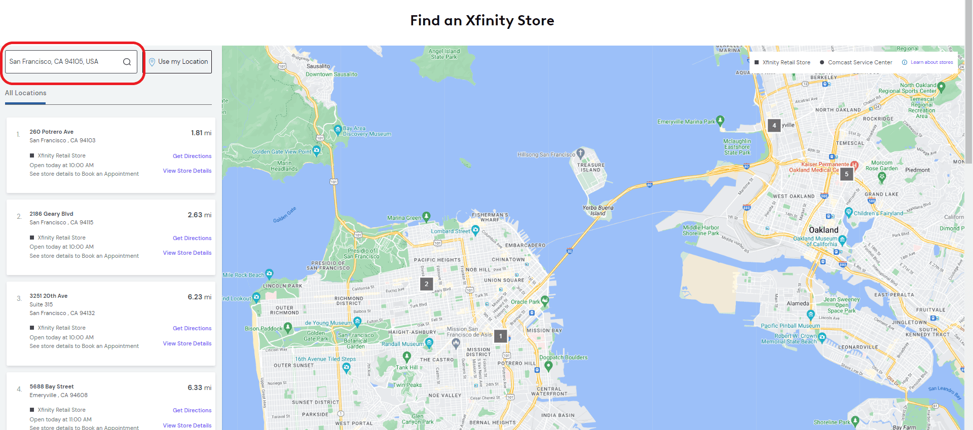 Locate Nearby Xfinity Store