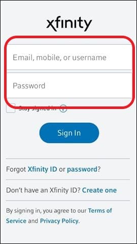 Login to the Xfinity portal using the Xfinity ID and password