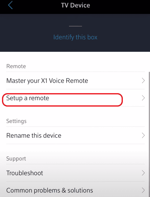 Scroll down and choose Setup a remote