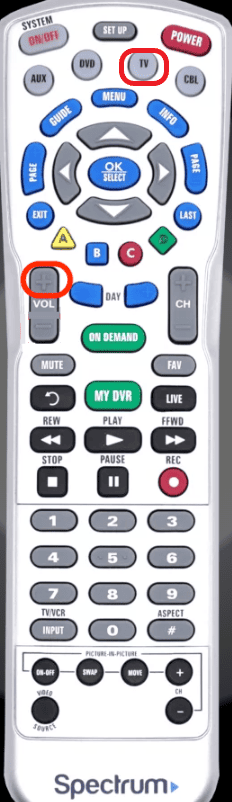 To change the control back to Cable, press the volume up instead of the volume down.