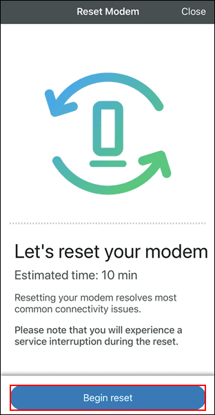 Confirm Reset of your Cox Modem