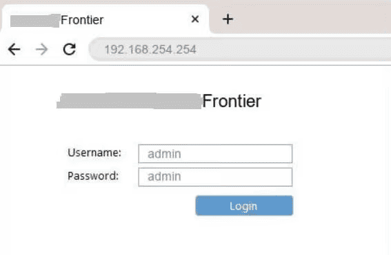 Log in to Frontier Web Interface
