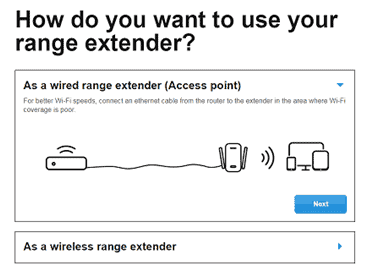 Choose between Range Extender and Access Point