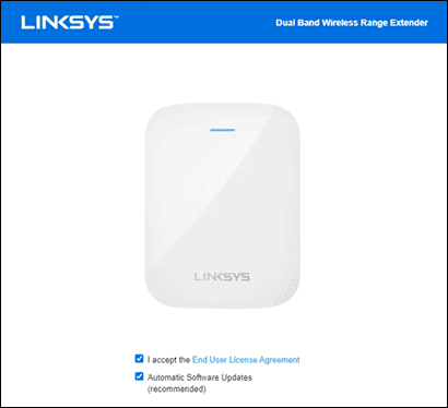 Agree terms and begin the Linksys Extender setup